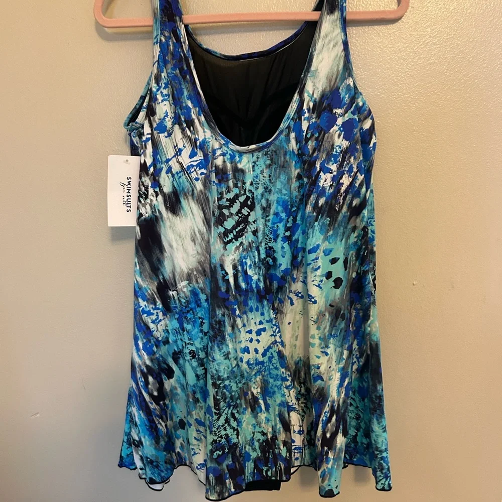 Swimsuits for All Size 18‎ Mesh High Neck Swimdress